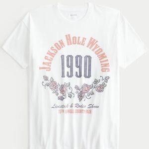 White Graphic T-Shirt with Jackson Hole Wyoming Print